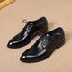 Men's Pointed Leather Dress Shoes - Casual Lace-Up