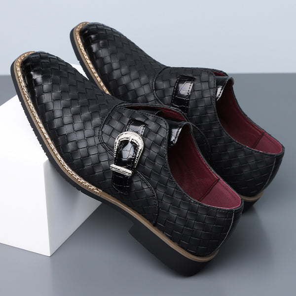 Amazon's best-selling cross-border plus sizemen leather shoes pointed toe business casual slip-on