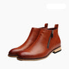 Men's Black Leather Martin Boots, Pointed Toe, British Style