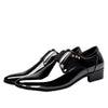 Men's Black Leather Formal Shoes, Pointed Toe, Business, Style 0487