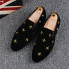 Men's Leather Loafers, Pointed Toe, Embroidered
