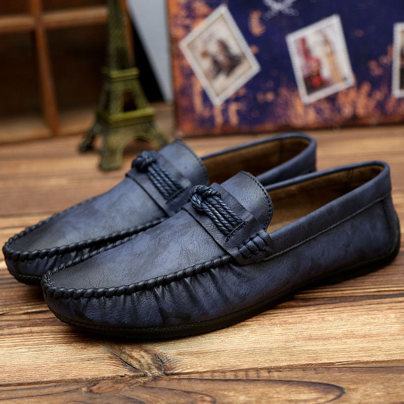 Men's Blue Leather Loafers, Style 9927