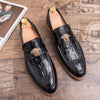 Men's Black Leather Formal Shoes, Retro, Business, Style 2391