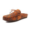 Men's Brown Leather Casual Shoes, Embroidered, Breathable