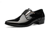 Men's Black Leather Formal Shoes, Pointed Toe, Business, Style 0487