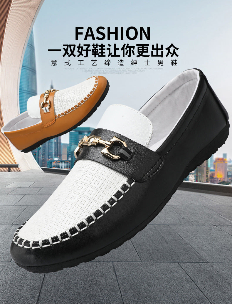Autumn Doudou Shoes Men's Korean Edition Trendy Small Leather Shoes Versatile Soft Sole Personality Driving Lazy Casual Shoes Men's Wholesale