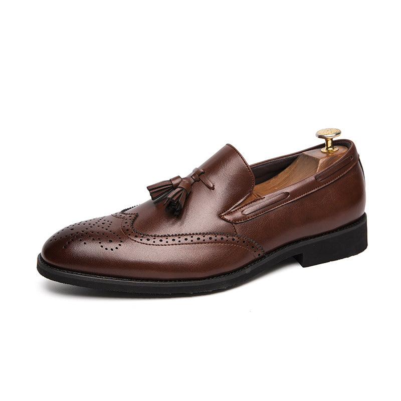 Cross-border men's brogue leather shoes - plus size fashion tassel leather shoes - business casual 6