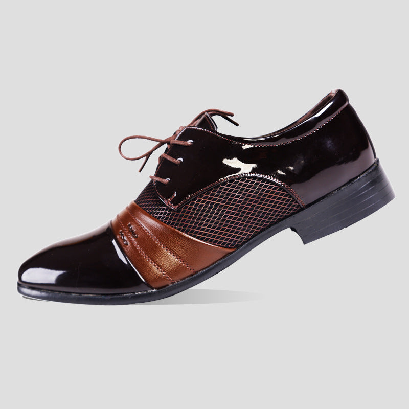 Men's Leather Formal Shoes, Pointed Toe, Lace-Up, Style 9383