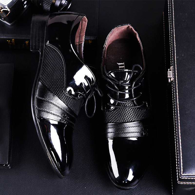 Cross-border premium plus-size leather dress shoes for men - business formal, lace-up, pointed-toe c 5