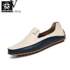 Men's Blue Leather Moccasin Loafers, Style 7607