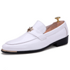 Men's White Leather Formal Shoes, Pointed Toe, Business