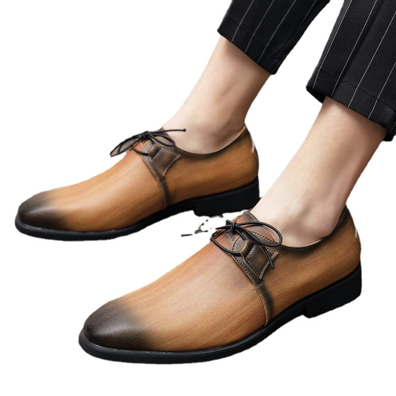 Men's Brown Leather Formal Shoes, Business, British Style, Style 6071