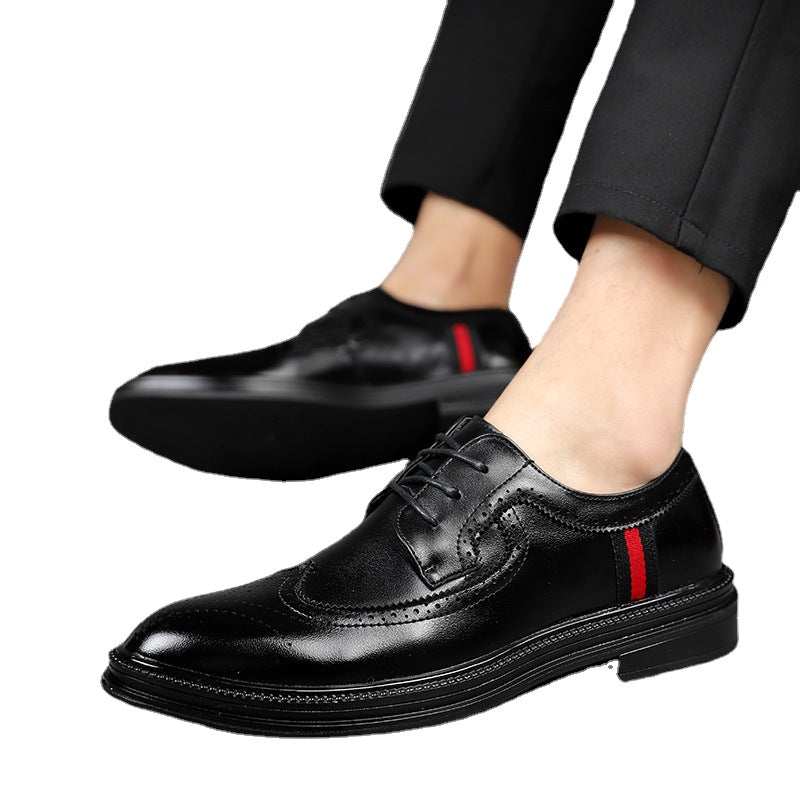 Men's Black Leather Formal Shoes, Business, Breathable, Style 4727
