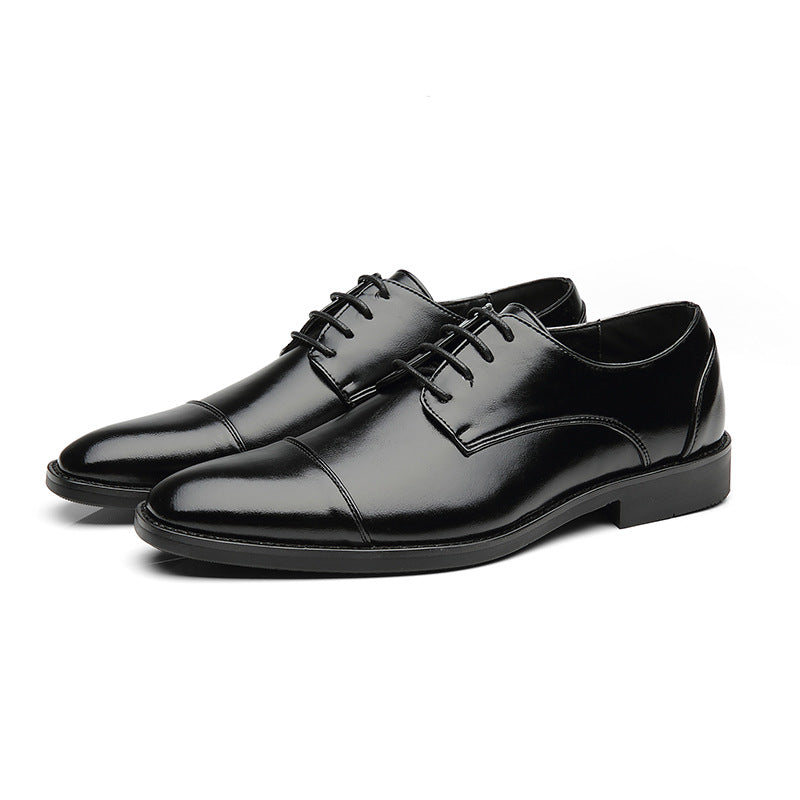 Spring new pointed-toe lace-up business dress leather shoes for men, british style brogue cross-bord 5