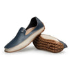 Men's Blue Leather Moccasin Loafers, Style 7607