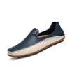 Men's Blue Leather Moccasin Loafers, Style 7607