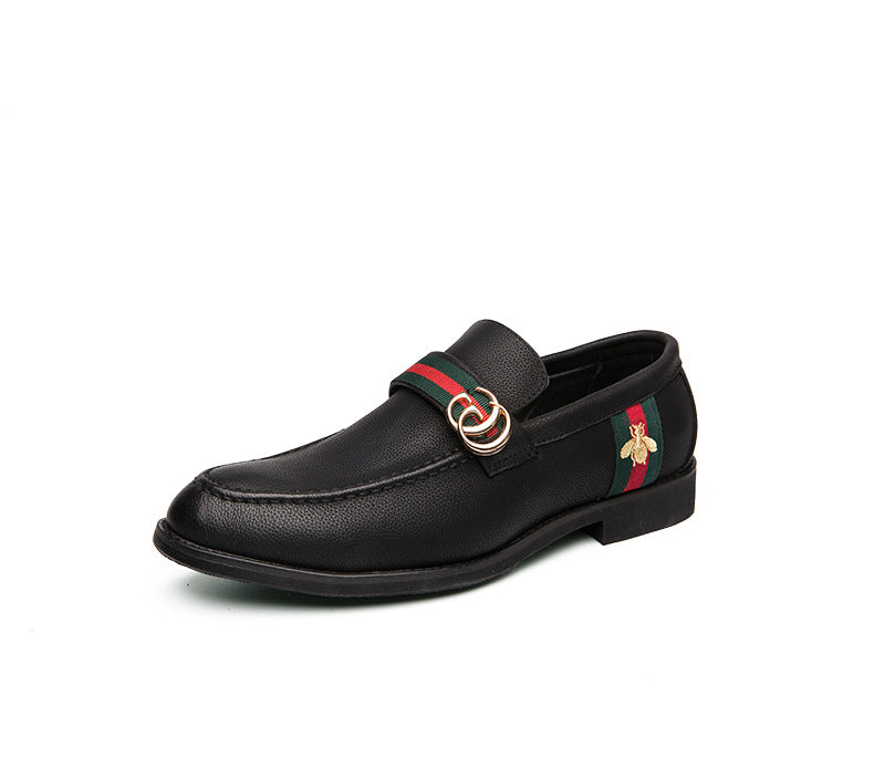 Korean style trendy slip-on daily casual men's shoes soft bottom breathable all-match hidden height pointed leather shoes men's peas shoes 15