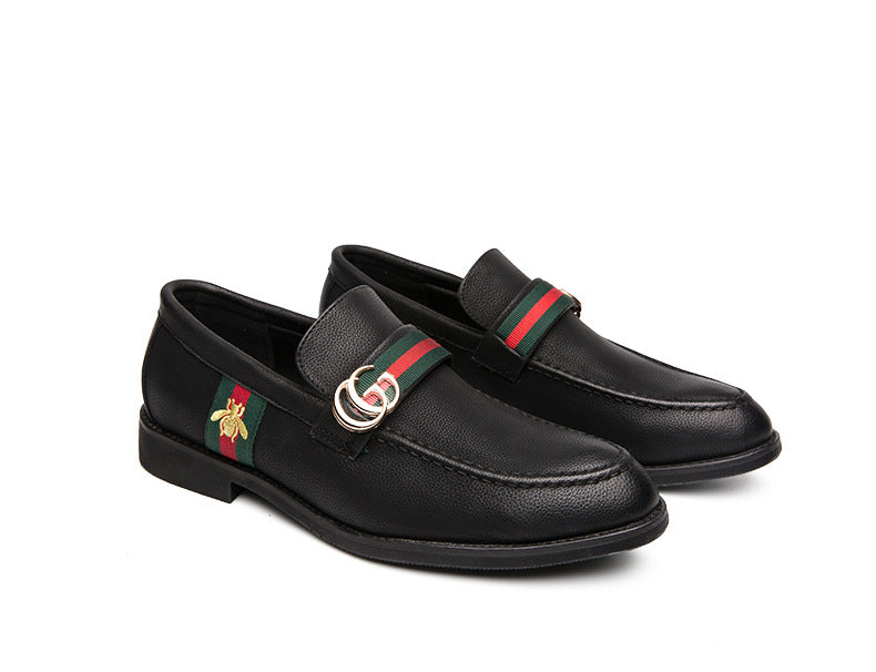 Korean style trendy slip-on daily casual men's shoes soft bottom breathable all-match hidden height pointed leather shoes men's peas shoes 14