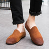 Men's Black Leather Loafers, Retro