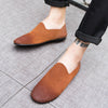 Men's Black Leather Loafers, Retro