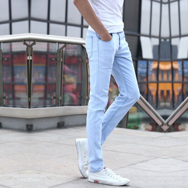 Men's Slim-Fit Solid Color Casual Jeans