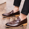 Men's Black Leather Formal Shoes, Retro, Business, Style 2391