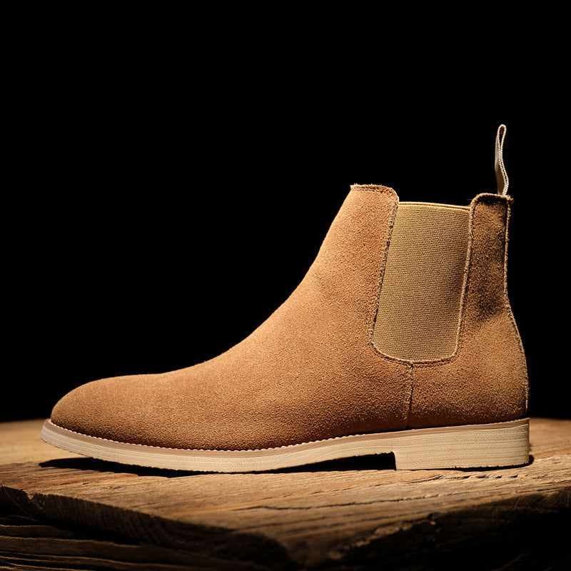 Chelsea Boots Men's  Supply Genuine Leather Fall Winter Men Boots British Martin Boots Men (Yellow)