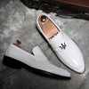 Men's White Leather Formal Shoes, Pointed Toe, Business