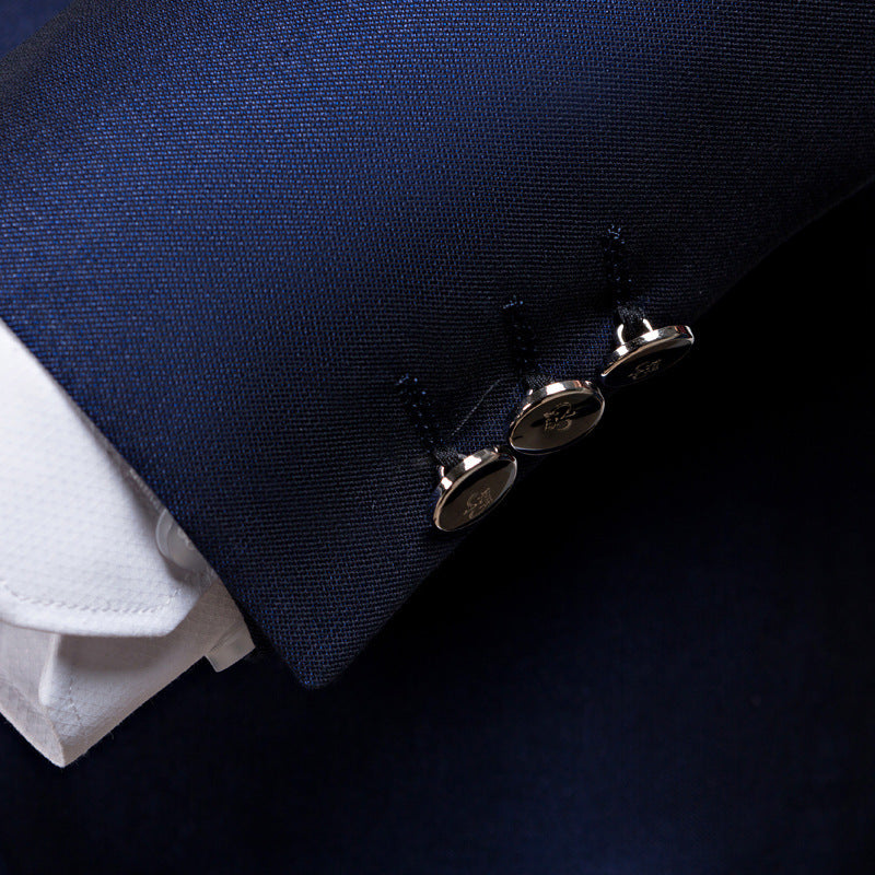 New sapphire blue suit set two-piece business casual Korea n slim groom wedding number 919 6