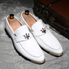Men's White Leather Formal Shoes, Pointed Toe, Business