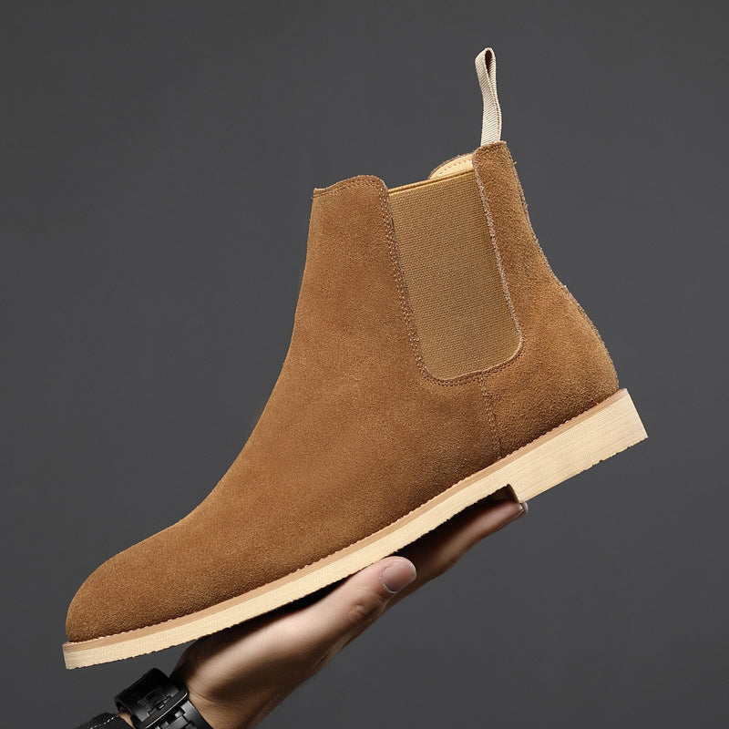 Chelsea Boots Men's  Supply Genuine Leather Fall Winter Men Boots British Martin Boots Men (Yellow)