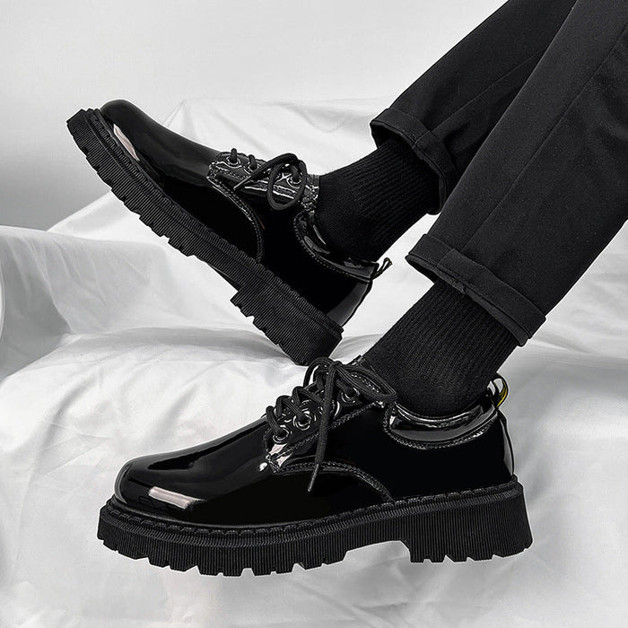 Glossy leather shoes for men, formal business british derby shoes, autum big toe casualtrendy shoes,