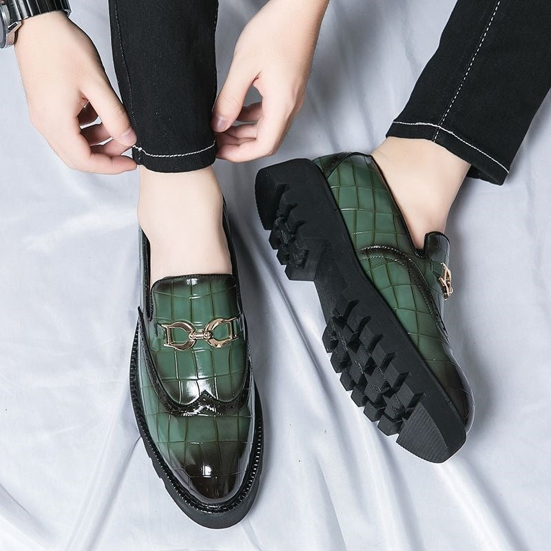 New arrival leather shoes for men, brogue carved british k-style thick sole, one-leg lazy slip-on me 2