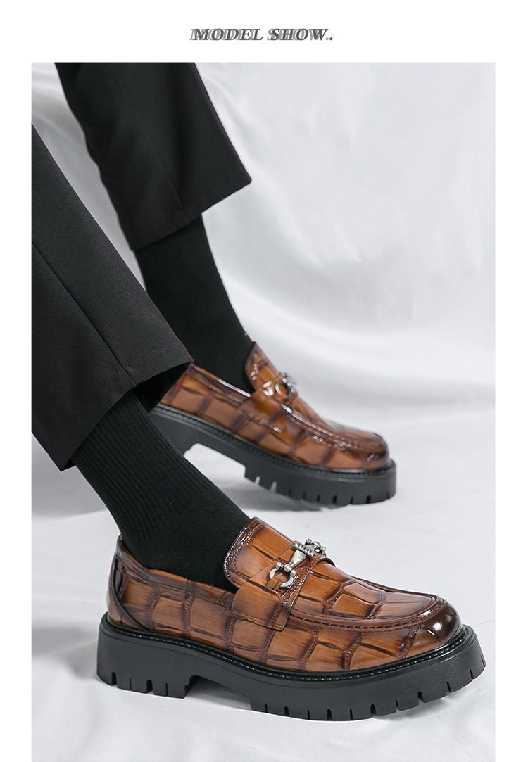 Cross-border spring thick sole foot heightening leather shoes fashion formal business casual shoes 9