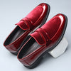 Men's Red Leather Formal Shoes, Slip-On, Wedding