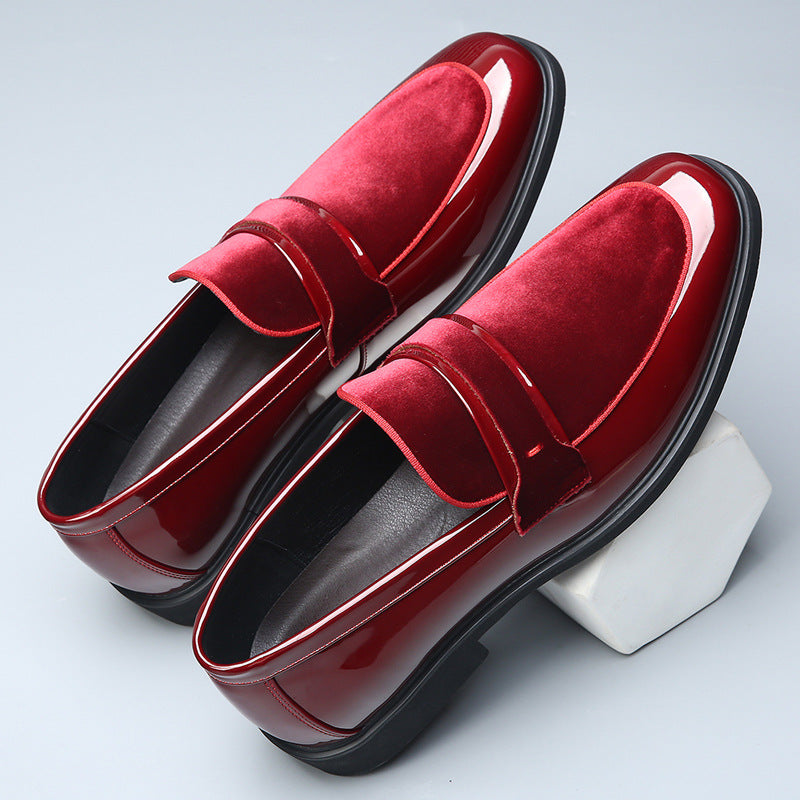 New men's formal leather shoes - festive, bright, and vibrant red wedding shoes - slip-on british st 3