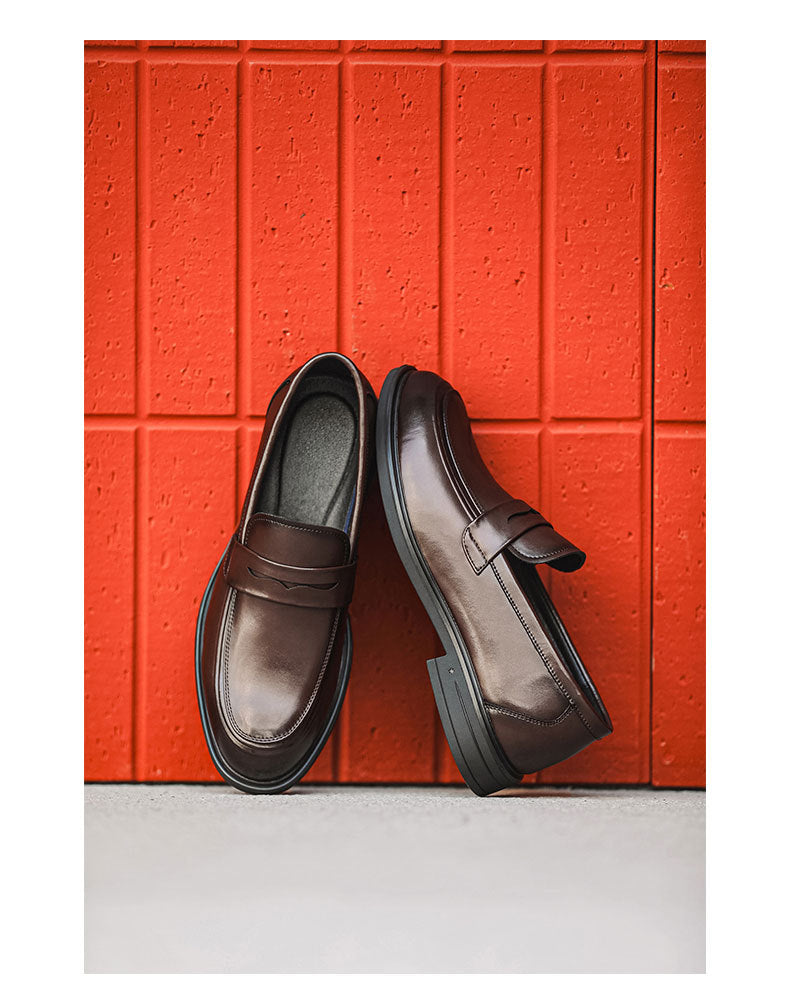 Cross-border new arrival leather shoes for men 2026 british style slip-on round toe casual loafers 10