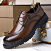 Men's Brown Leather Formal Shoes, British Style, Thick Sole