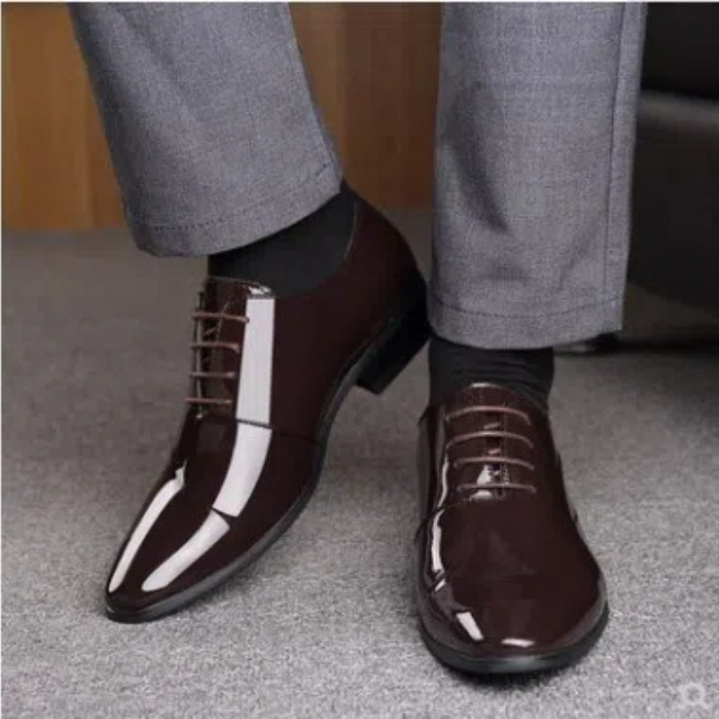 Men's new formal business leather shoes, casual korean style trendy british pointed toe breathable 2