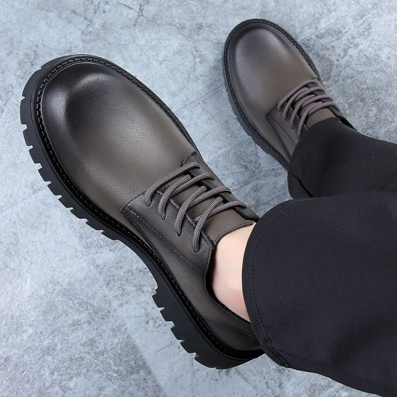 Round toe hidden heel british casualbootslow ankle breathable men's youth workwear trendy k-style bu 2