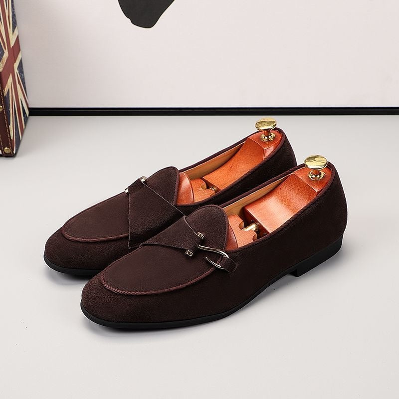 Lazy casual leather shoes slip-on soft bottom bean shoes menk-styletrendy frosted suede small leather 8