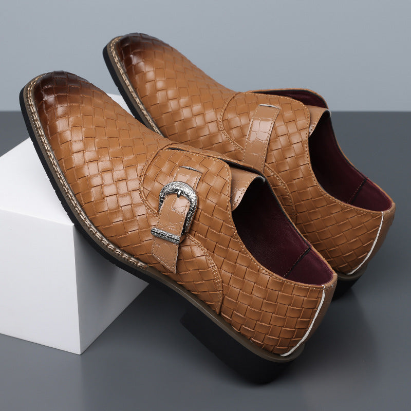 Amazon's best-selling cross-border plus sizemen leather shoes pointed toe business casual slip-on 3
