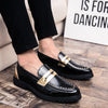 Men's White Leather Formal Shoes, Slip-On, Retro