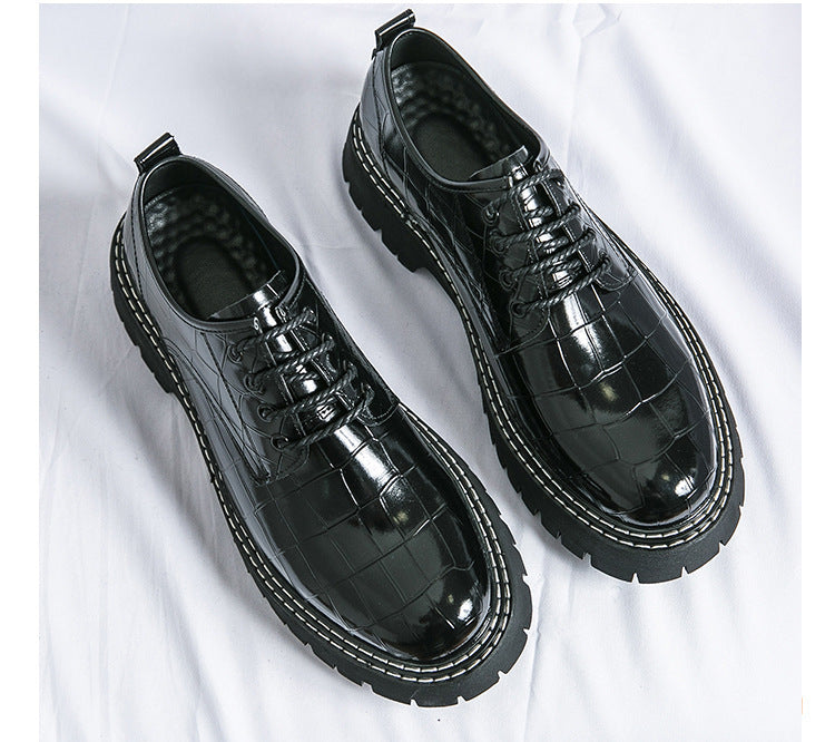 2026 spring/autumn cross-border plus size men's low-cut leather shoes, new men's thick-soled height- 12