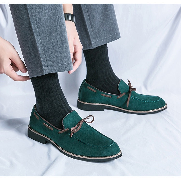 Cross-border spring bow slip-on leather shoes fashion formal business casual shoes plus size loafers 9