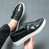 Men's White Leather Loafers, Slip-On, Breathable