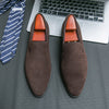 Men's Red Leather Loafers, Pointed Toe, British Style