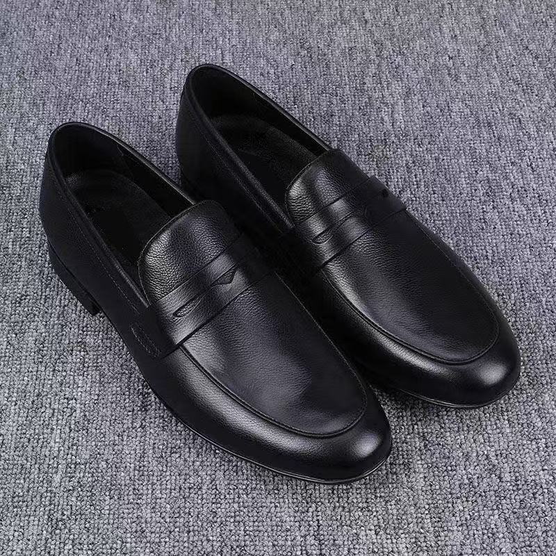 Spring and Autumn New Soft Casual Dress Leather Shoes Breathable Business Men's British One-Pedal Doudou Shoes Soft Sole Soft Surface