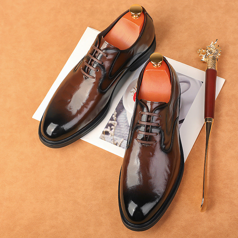 new men's pointed-toe british style dress leather shoes, men's leather shoes, men's lace-up 4