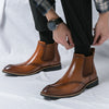Men's Leather Chelsea Boots, Pointed Toe, Retro